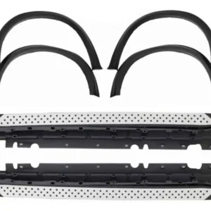 Ieftin Prelungiri aripi M-Design negru lucios + Praguri laterale compatibile cu BMW X5 E70 fabricatie 2007-2013