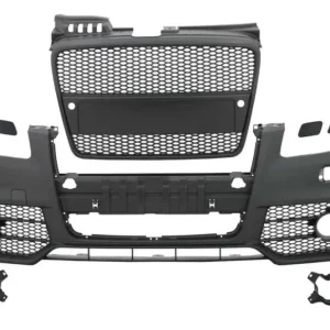 Promoție Bara fata RS4 Look Negru cu grila inclusa compatibila cu Audi A4 B7 fabricatie 2004-2008