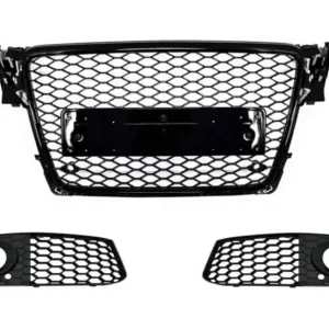 Cumpără online Grila negru lucios cu ornamente proiectoare RS Design compatibila cu AUDI A4 B8 2008-2011