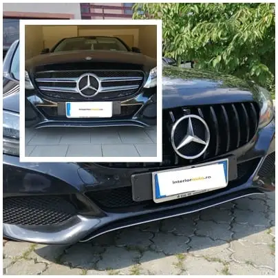 Grila neagra Panamericana Design GTR compatibila cu MERCEDES C-Class W205 S205 C205 S205 2014-2018 cu 360 camera Preț promoțional