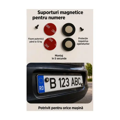 Suport magnetic pentru numar auto, fara gaurire, montaj rapid universal Bestseller