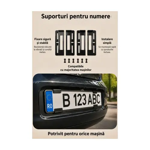 Suport număr auto extra slim universal față-spate, rezistent UV Cumpără online