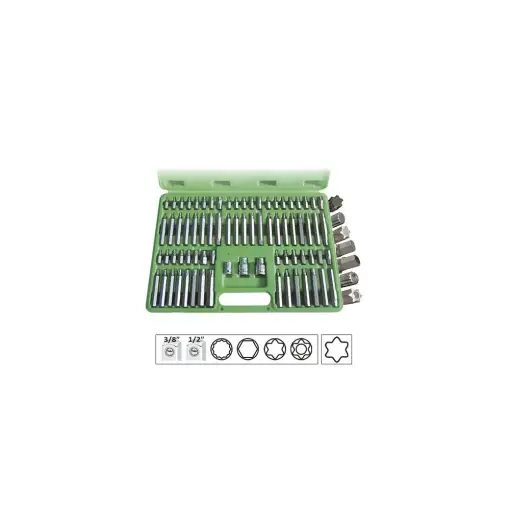 Noutate TRUSA SPECIALA CAPETE SURUBELNITA 74 PIESE PENTRU SURUBURI RIBE 12 FETE TORX HEXAGONAL JBM