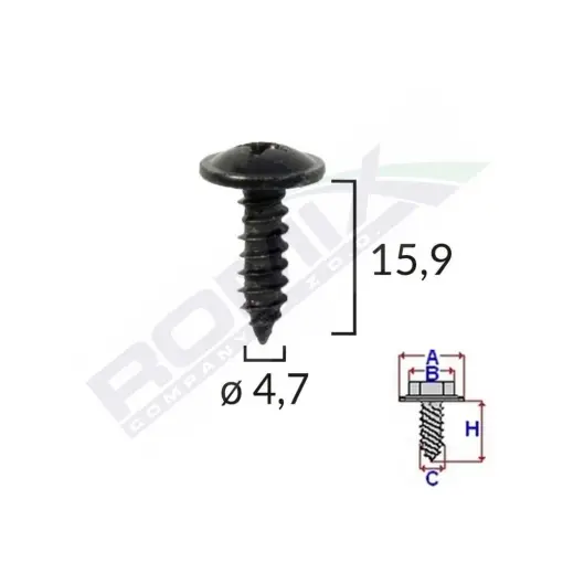 SURUB FIXARE ALFA ROMEO. FIAT. BMW 4.7X15.9MM - NEGRU SET 10BUC Plată securizată