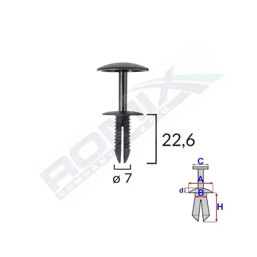 Ofertă exclusivă CLIPS FIXARE PENTRU FORD 7X22.6 - NEGRU SET 10 BUC
