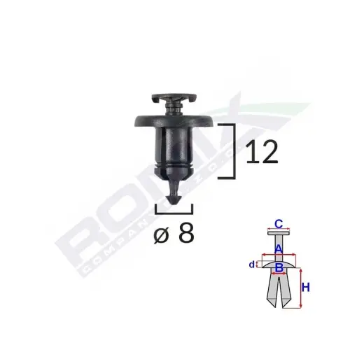 CLIPS FIXARE PENTRU DACIA RENAULT 8X12MM - NEGRU SET 10 BUC Preț mic