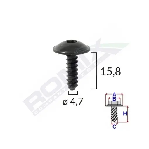 SURUB FIXARE ELEMENTE ROATA PENTRU VAG 4.7X15.8MM - NEGRU SET 10 BUC Ofertă limitată