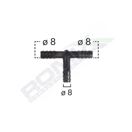 CONECTOR TEU FURTUN CONDUCTE UNIVERSAL 8MM - NEGRU SET 5 BUC Lichidare de stoc