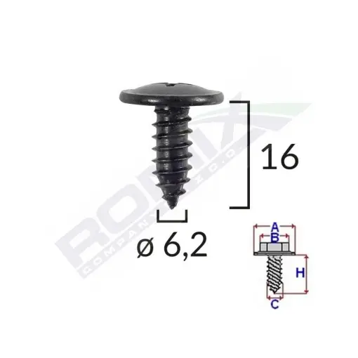 SURUB FIXARE ELEMENTE EXTERIOR PENTRU TOYOTA, KIA, HYUNDAI 6.2X16MM SET 10 BUC Cel mai vândut