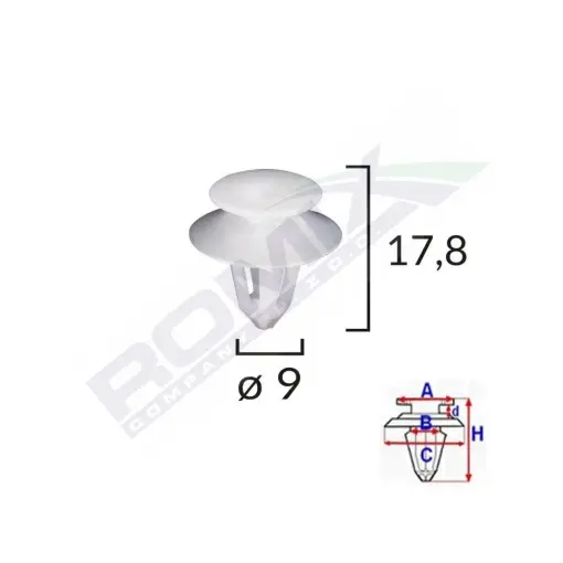 CLIPS TAPITERIE PENTRU MERCEDES/DACIA LOGAN 9X17.8MM - NEGRU SET 10 BUC Ofertă exclusivă