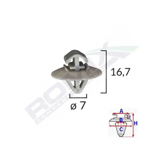 CLIPS FIXARE ELEMENTE EXTERIOARE PENTRU IVECO/OPEL/RENAULT 7X16.7 - GRI SET 10 BUC Reducere