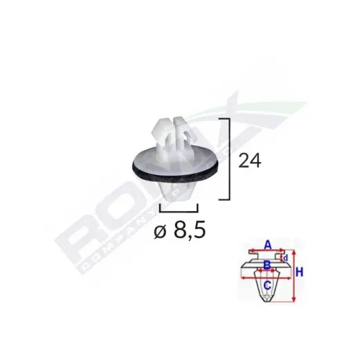 Premium CLIPS FIXARE ELEMENTE EXTERIOARE PENTRU SUZUKI/TOYOTA 8.5X24MM - ALB SET 10 BUC