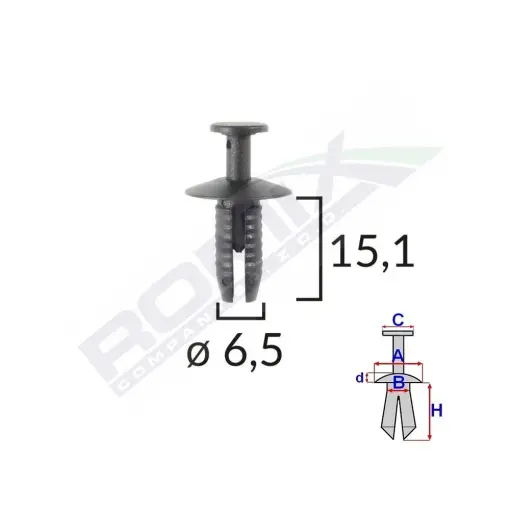 CLIPS FIXARE PENTRU AUDI/BMW 6.5X15.1MM - NEGRU SET 10 BUC Cumpărături sigure