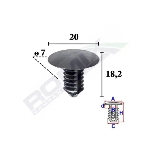 CLIPS TAPITERIE PENTRU GRUP VAG 7X18.2MM NEGRU - SET 10 BUC Retur ușor