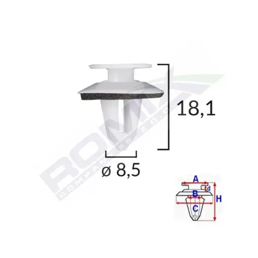 CLIPS TAPITERIE PENTRU MERCEDES 8.5X18.1MM ALB - SET 10 BUC Cel mai vândut
