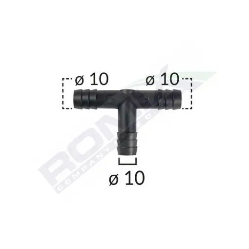 Noutate CONECTOR TEU FURTUN CONDUCTE UNIVERSAL 10MM - NEGRU SET 5 BUC