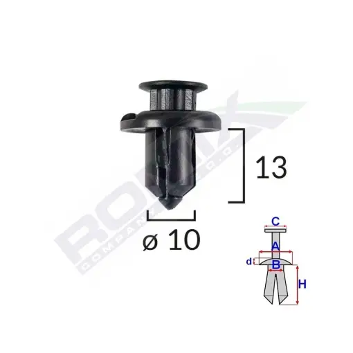 Livrare rapidă CLIPS FIXARE BARA FATA PENTRU HONDA/MITSUBISHI 10X13MM - NEGRU SET 5 BUC