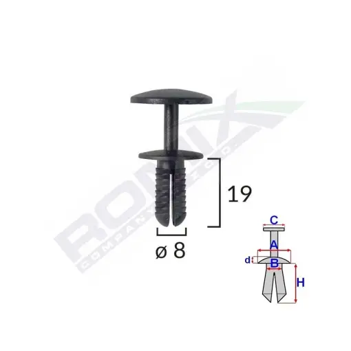 CLIPS FIXARE PENTRU FORD - 8X19MM - NEGRU SET 10 BUC Reducere specială