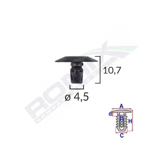 CLIPS CAPAC PENTRU CITROEN/PEUGEOT 4.5X10.7MM - NEGRU SET 25 BUC Vezi acum