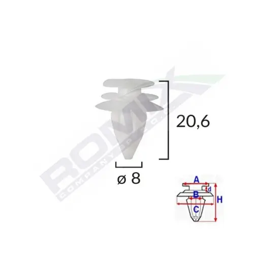 CLIPS TAPITERIE PENTRU BMW 8X20.6MM - ALB SET 10 BUC Promoție