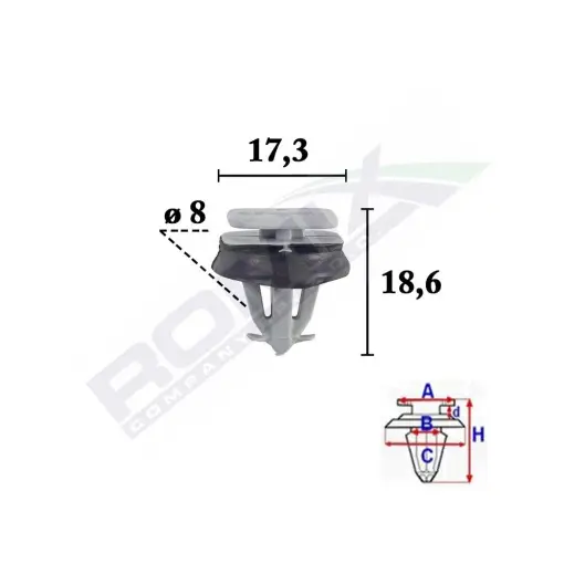 CLIPS FIXARE PENTRU IVECO DAILY 2006 -8X18.6MM GRI - SET 10 BUC Reduceri