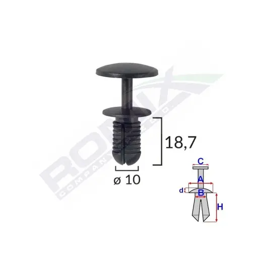 CLIPS FIXARE PENTRU FORD - 10X18.7MM - NEGRU SET 10 BUC Livrare expres