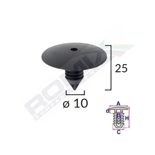 CLIPS FIXARE ELEMENTE ROATA PENTRU RENAULT 10X25MM - NEGRU SET 10 BUC Preț redus