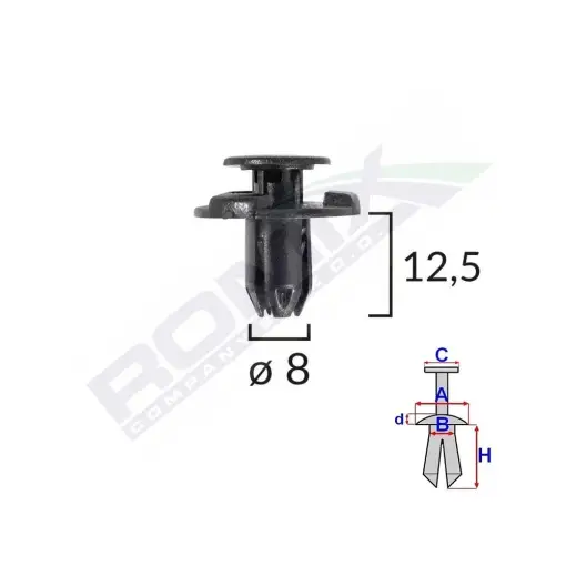 Nu rata CLIPS FIXARE ELEMENTE EXTERIOR PENTRU NISSAN, SUBARU 8X12.5MM NEGRU SET 10BUC