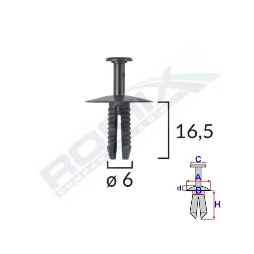 CLIPS FIXARE PENTRU BMW/MINI/OPEL 6X16.5MM - NEGRU SET 10 BUC Retur gratuit