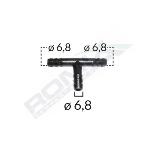 Lichidare de stoc CONECTOR TEU FURTUN CONDUCTE UNIVERSAL 6.8MM - NEGRU SET 5 BUC