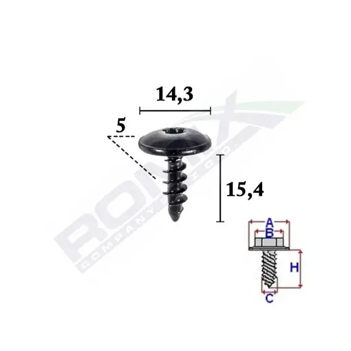 SURUB FIXARE PENTRU AUDI,VW, SKODA5X15.4MM SET 10 BUC Livrare gratuită