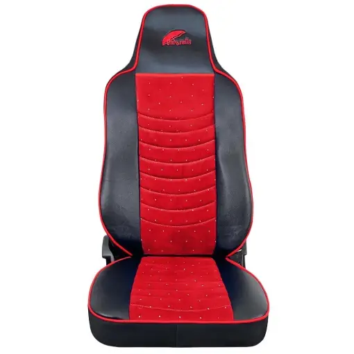 SET HUSE SCAUN TRUCK UMBRELLA PENTRU MAN TGX EURO 6 PIELE ECOLOGICA NEAGRA + VELVET ROSU (2021-) Cel mai bun preț