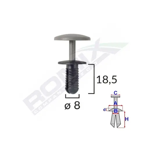 CLIPS FIXARE PENTRU FORD - 8X18.5MM - NEGRU SET 10 BUC Ofertă specială
