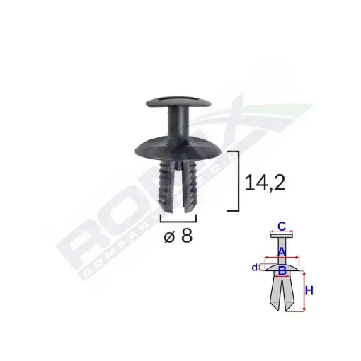 CLIPS FIXARE ELEMENTE EXTERIOARE PENTRU VW, SEAT, MERCEDES, SKODA 8X14.2MM NEGRU SET 10BUC Cumpărături sigure