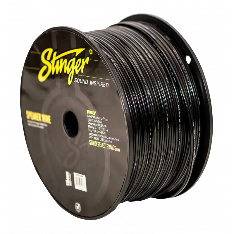 Popular Cablu difuzoare Stinger OFC 100% cupru, negru, rola 152 m, 2x1.3 mm²