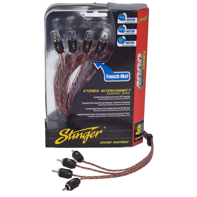 Premium Cablu RCA coaxial Stinger 4 canale, 5,2 m, fir răsucit, tată-tată