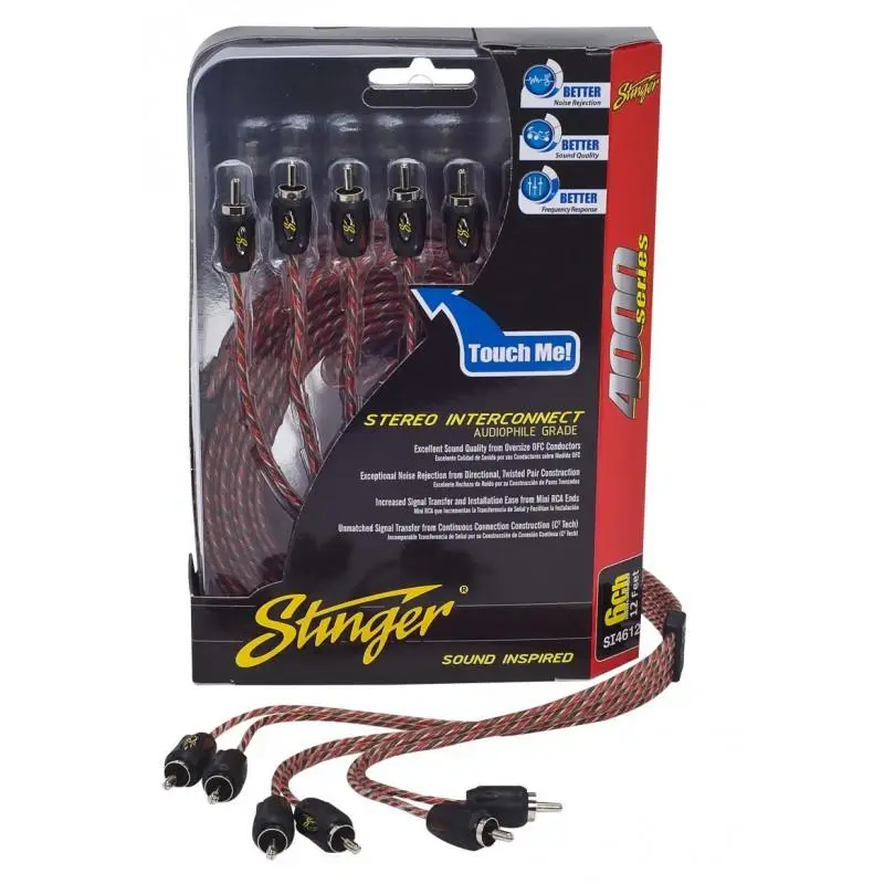 Ofertă de sezon Cablu RCA coaxial Stinger 6 canale, 6,1 m, fir rasucit, tata-tata