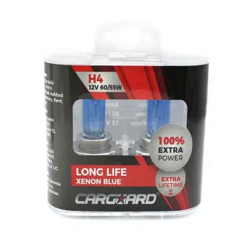 Set de 2 becuri Halogen H4 + 100% Intensitate - LONG LIFE - CARGUARD Expediere rapidă