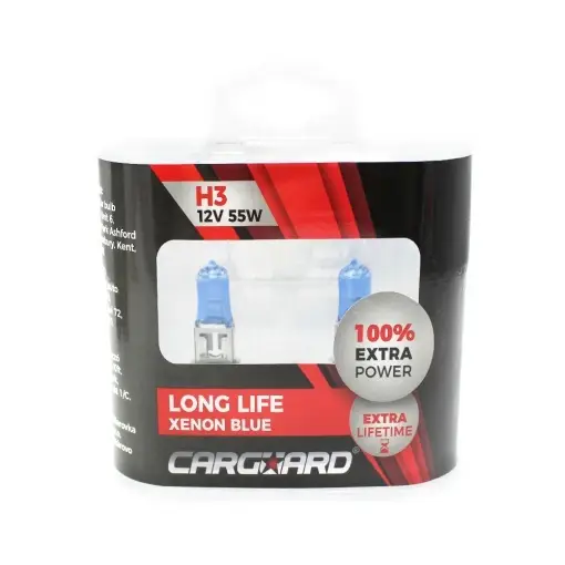 Lichidare de stoc Set de 2 becuri Halogen H3 +100% Intensitate - LONG LIFE - CARGUARD