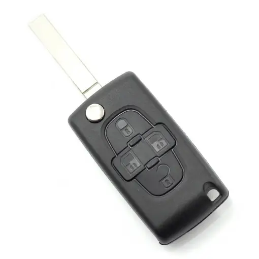 Plată sigură Citroen / Peugeot - Carcasa tip cheie briceag cu 4 butoane, fara suport baterie, lama tip HU83-SH4