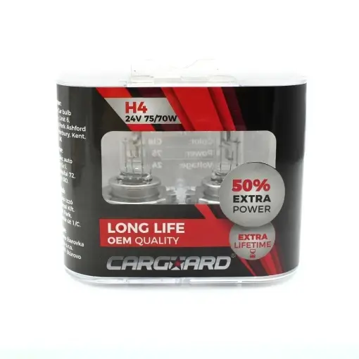 Discount Set de 2 becuri Halogen 24V - H4, 70W, +50% Intensitate - LONG LIFE - CARGUARD