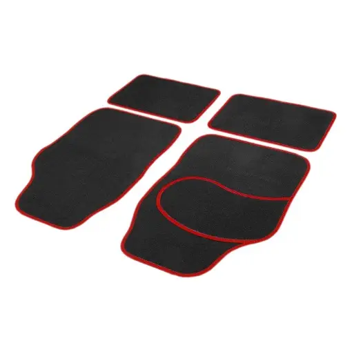 Comandă acum Set covorașe auto textile universale Carguard 64 x 44 cm | 44 x 29 cm - negru - roșu