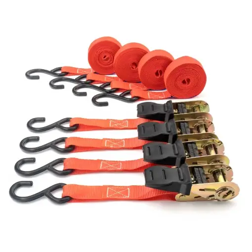 Set 4 chingi cu clichet, rezistent la 680 kg/chingă, TUV/GS – 25 mm × 4.5 m – 680 kg - Carguard - calitate și siguranță garantată! Ofertă de sezon