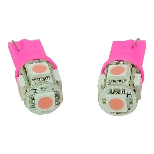 Vezi acum Bec pozitie T10 5 led SMD 5050lumina roz 12V (pret/set)