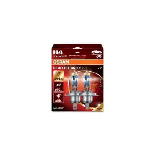 Set becuri Osram H4 Night Breaker Laser +150% 12V 60/55W Cod: 114318 Livrare gratuită