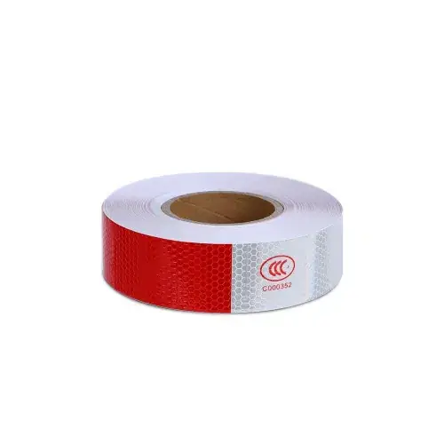 Banda reflectorizanta dreapta tip fagure culoare Alba-Rosie 5cmx25m Cod: 03C Super ofertă