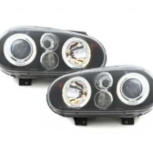 Faruri VW Golf 4 Angel Eyes Negre pentru LHD, 1997-2003 Popular