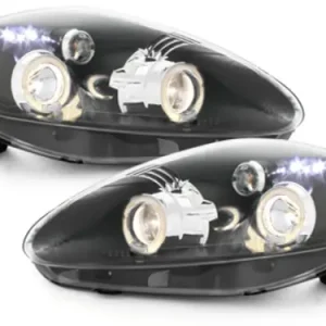 Faruri Angel Eyes negre pentru Fiat Grande Punto 2005-2008 Cel mai bun preț