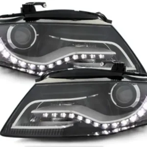 Faruri LED DRL negre pentru Audi A4 B8 8K 2008-2011 cu lumini de zi Expediere rapidă