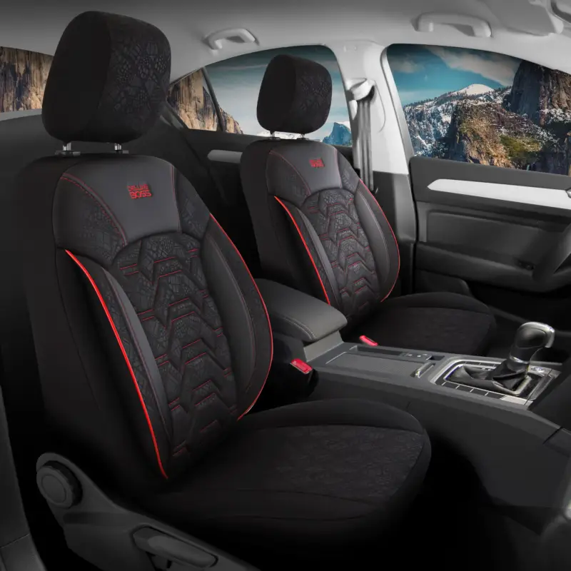 Comandă acum Set complet huse auto Skoda Superb Canyon Negru Rosu ,11 bucati